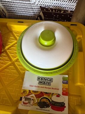 Microwave Steamer and Lid - Lime Green and White along with Cookbook and Recipes
